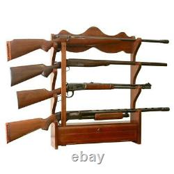 1.00 cu. Ft. 4 gun wall rack storage wood locking rifle display cabinet brown