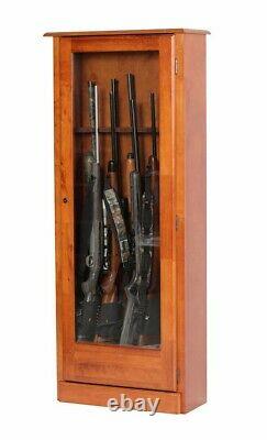10 Gun Safe Cabinet Lock Storage Locker Brown Tall Wood Shelf Rack New