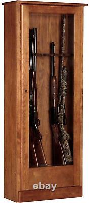 10 Gun Wooden Display Case Cabinet Storage Holds 52 Rifles Shotguns Tempered
