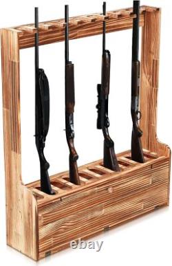10 Gun Wooden Gun Display Rack Standing Floor With Storage Compartment Home Garage