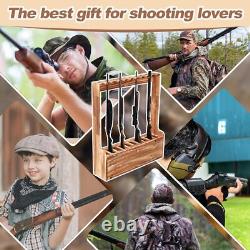 10 Gun Wooden Gun Display Rack Standing Floor With Storage Compartment Home Garage