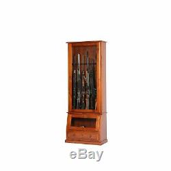 12 Gun Cabinet Display Key Lock Wood Firearms Storage Shotgun Long Rifle Safe