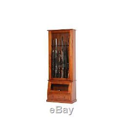 12 Gun Cabinet Display Key Lock Wood Firearms Storage Shotgun Long Rifle Safe