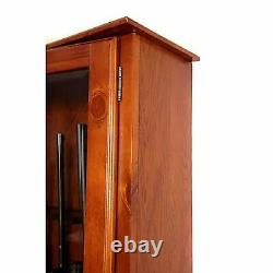 12 Gun Safe Cabinet Lock Storage Locker Brown Tall Wood with Slanted Base New