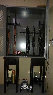 12 Gun Storage Locker Metal Shotgun AR MSR Rifle Cabinet Rack Lockable Safe 42H