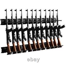 12 Slot Adjustable Gun Rack Wall Mount Heavy Duty Steel Shotgun Rifle Display US