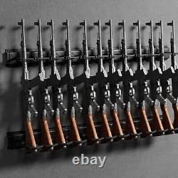 12 Slot Adjustable Gun Rack Wall Mount Heavy Duty Steel Shotgun Rifle Display US