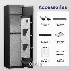 2 Digital Gun Safe, Home Rifle Safe with Removable Shelf and Adjustable Gun Rack