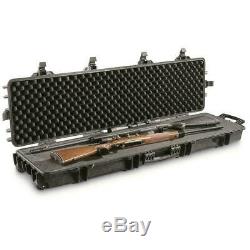 2 Gun Rifle Shotgun Hard Case Waterproof AR Lockable Foam Storage Box Wheels