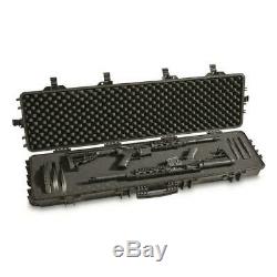 2 Gun Rifle Shotgun Hard Case Waterproof AR Lockable Foam Storage Box Wheels