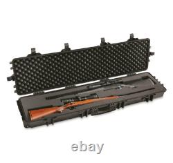 2 Gun Storage Double Carry Rifle Hard Case Wheels Padded Waterproof Lock Box (1)