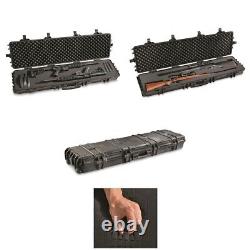 2 Gun Storage Double Carry Rifle Hard Mobile Case Padded Waterproof with Wheels