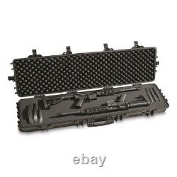 2 Gun Storage Double Carry Rifle Hard Mobile Case Padded Waterproof with Wheels