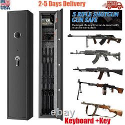 2 in 1 Security 5 Gun Rifle Storage Electronic Lock Shotgun Pistol Cabinet Safe