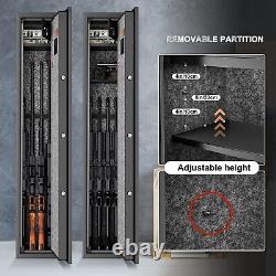 (2RACK) Large Rifle Safe Quick Access 5 6 Gun Storage Cabinet with Pistol Lock Box