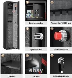 (2RACK) Large Rifle Safe Quick Access 5 6 Gun Storage Cabinet with Pistol Lock Box