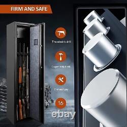 (2RACK) Large Rifle Safe Quick Access 5 6 Gun Storage Cabinet with Pistol Lock Box