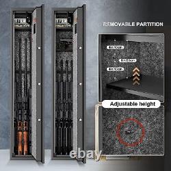 2Rack Large 5-6 Gun Rifle Wall Storage Safe Cabinet Seperate Lockbox Dual Alarm