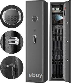 2Rack Large 5-6 Gun Rifle Wall Storage Safe Cabinet Seperate Lockbox Dual Alarm