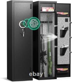 3-5 Gun Safe for Home Rifles and Pistols, with Fingerprint Lock & Dual Alarm