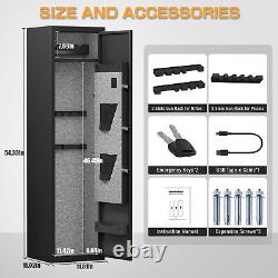 3-5 Gun safe, Fingerprint Gun Safe with Silent Mode, Alarm System, Removable Shelf