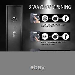 3-in-1 Lock Quick Access Fingerprint+Keypad+Key 5 Gun Rifle Storage Safe Cabinet