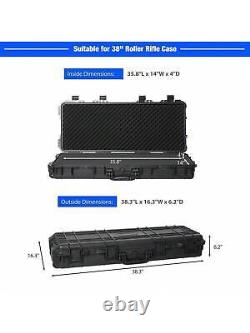 38 Rifle Hard Carry Case Single Gun Storage Box Padded Wheels IP67 Waterproof