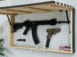 39 Gun Concealment Cabinet, Lockable Hidden Gun Storage, Dark Rustic American