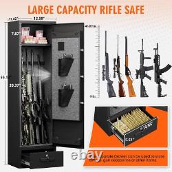 4-5 Gun Cabinet for Rifles and Pistols, Gun Safe with Adjustable Shelf & Drawer