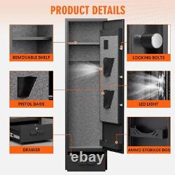 4-5 Gun Cabinet for Rifles and Pistols, Gun Safe with Adjustable Shelf & Drawer