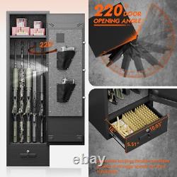4-5 Gun Cabinet for Rifles and Pistols, Gun Safe with Adjustable Shelf & Drawer