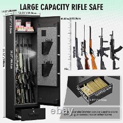 4-5 Gun Safe, Quick Access Rifle safe for Home Rifle and pistols, safe with Drawer