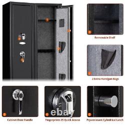 4 Gun Rifle Storage Safe Steel Security Cabinet Fingerprint Unlock Quick Access