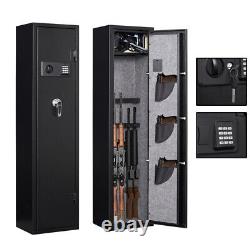 4 Gun Rifle Wall Storage Iron Safe Box Cabinet Double Security Lock Quick Access