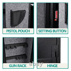 4 Gun Rifle Wall Storage Iron Safe Box Cabinet Double Security Lock Quick Access