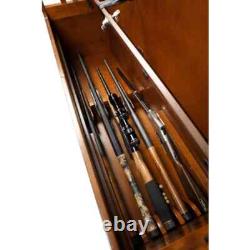 4-Gun Solid Wood Entryway Cabinet Concealment Bench Cherry Rifle Shotgun Handgun