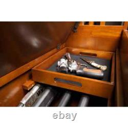 4-Gun Solid Wood Entryway Cabinet Concealment Bench Cherry Rifle Shotgun Handgun