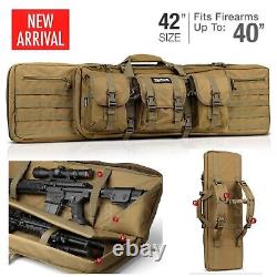 42 Tactical Double Rifle Pistol Gun Bag Range Backpack Firearm Storage Hunting