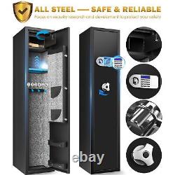 5-6 Gun Rifle Wall Storage Safe Cabinet Double Security Lock Quick Access Large