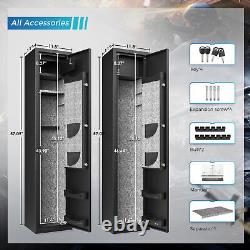 5-6 Gun Rifle Wall Storage Safe Cabinet Double Security Lock Quick Access Large