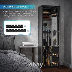 5-6 Gun Rifle Wall Storage Safe Cabinet Double Security Lock Quick Access Large