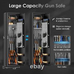 5/6 Gun Rifle Wall Storage Safe Cabinet Double Security Lock Quick Access Large