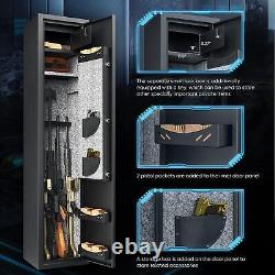 5-6 Gun Rifle Wall Storage Safe Cabinet Double Security Lock Quick Access Large