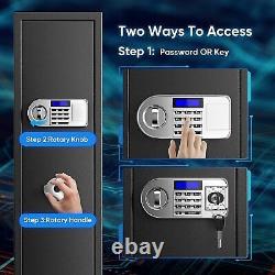 5-6 Gun Rifle Wall Storage Safe Cabinet Double Security Lock Quick Access Large