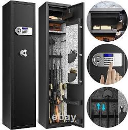 5-6 Gun Rifle Wall Storage Safe Cabinet Double Security Lock Quick Access Large