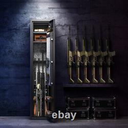 5-6 Gun Rifle Wall Storage Safe Cabinet Double Security Lock Quick Access Large