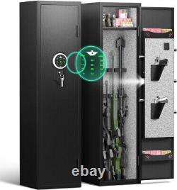 5-6 Large Gun Safe, Rifle Gun Safe with Adjustable Gun Rack and Removable Shelf