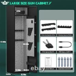 5-6 Large Gun Safe, Rifle Gun Safe with Adjustable Gun Rack and Removable Shelf