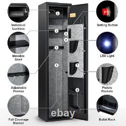 5-7 Gun Safes for Rifle Pistols Shotguns Long Gun Cabinets with Fingerprint