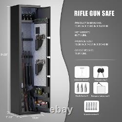 5 Fireproof Gun Safe, Rifle Safe with LCD Screen Keypad and Silent Mode, Gun Saf